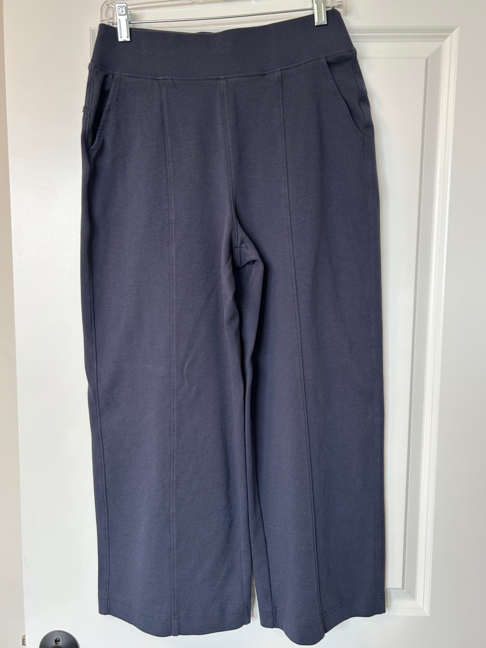 Pact Airplane Pintuck Wide Leg Pant Organic Cotton Small 26” Inseam MidnightBlue